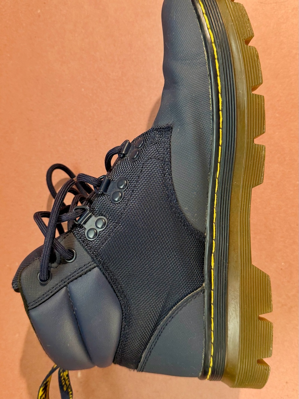 Dr. Martens Navy Blue Tech Vinyl and Canvas Lace-Up Work Boots - Picture 8 of 9